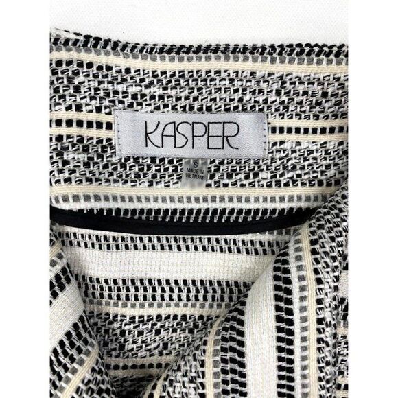 Kasper Blazer Jacket Small Black White Tweed Open‎ - Picture 5 of 8